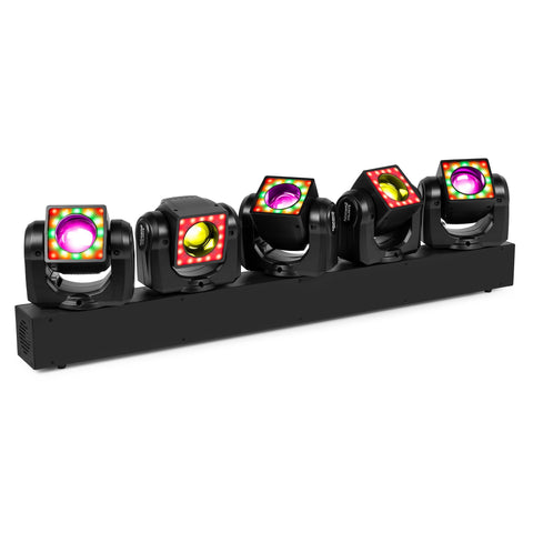 Beamz Galaxy5 Moving Head Bar – 5 × 40 W RGBW LEDs mit Pixelring