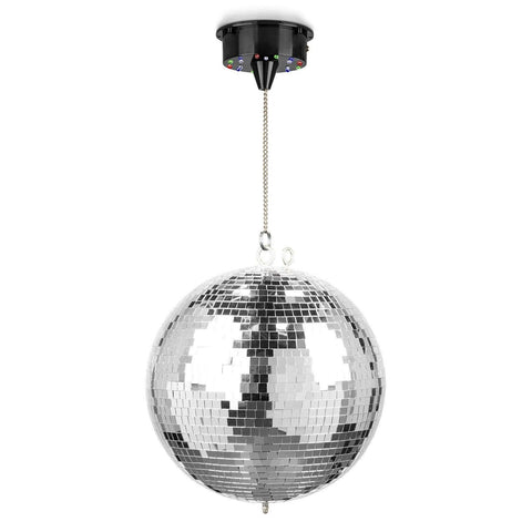 Fuzzix Spiegelkugel-Set, 30cm, komplett mit LED beleuchtetem Motor und Kette - Lightronic Showequipment