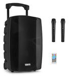 VONYX "VSP200" Akku Multifunktions Sound Box, Bluetooth 5.0 USB/SD MP3 Player, IRC, 2x UHF Mikrofon & FM-Radio - Lightronic Showequipment