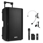 VONYX "VSA700-BP" 15" Akku PA Lautsprecher mit USB, Bluetooth, 2 UHF Funkmikrofonen, MP3 Player & Fernbedienung - Lightronic Showequipment