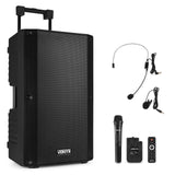 VONYX "VSA700-BP" 15" Akku PA Lautsprecher mit USB, Bluetooth, 2 UHF Funkmikrofonen, MP3 Player & Fernbedienung - Lightronic Showequipment