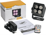 SET: 8 x ALGAM LIGHTING - EVENTPAR44-QUAD-IP | WDMX IP LED-PAR-Scheinwerfer (4 X 4W; RGB+WW; IP65) mit Akku - Lightronic Showequipment