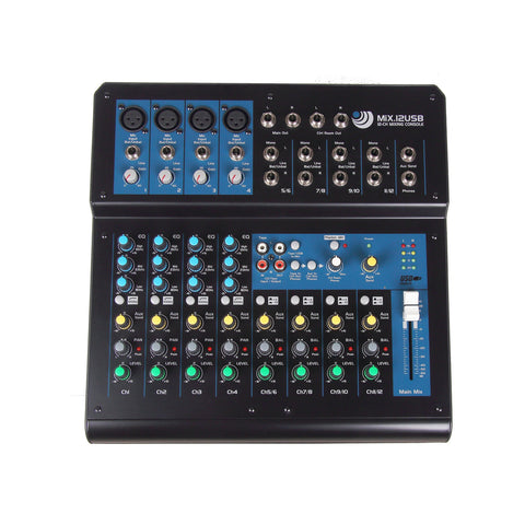 INVOTONE MIX.12 USB professioneller 12-Kanal-Mixer mit USB-Audiointerface