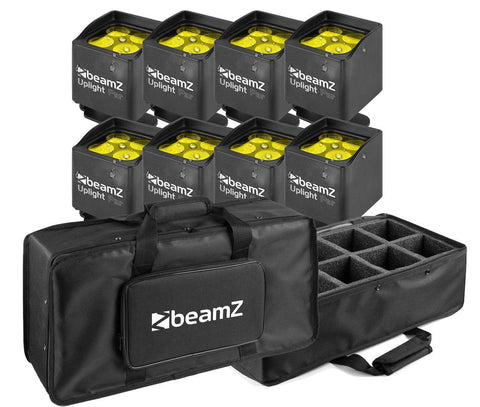 SET: 8x BeamZ BBP44 Mini Outdoor Akku Par Scheinwerfer + BeamZ AC420 SOFT CASE - Lightronic Showequipment