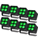 SET: 8 x ALGAM LIGHTING - EVENTPAR44-QUAD-IP | WDMX IP LED-PAR-Scheinwerfer (4 X 4W; RGB+WW; IP65) mit Akku - Lightronic Showequipment