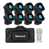 SET: 8x BeamZ BBP12 Mini Akku Uplight mit RGBAL 12W 5-in-1 LED und W-DMX, IP65 + Tasche