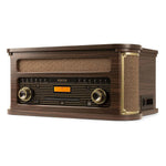 Fenton Memphis Retro Plattenspieler – Bluetooth, DAB & UKW, CD, Kassette und MP3-Player - Lightronic Showequipment