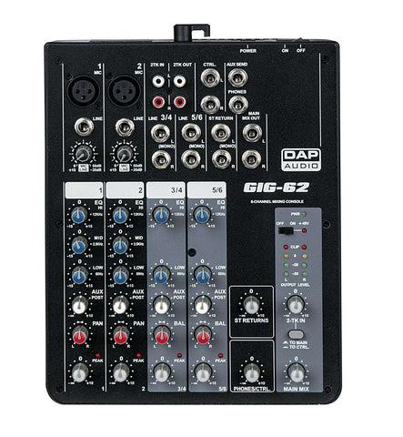 DAP GIG-62 Live-Mischpult mit 6 Kanälen - Lightronic Showequipment