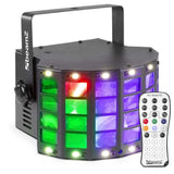 BeamZ "DerbyStrobe LED" Hybrid DMX Derby & Strobe RGBW LED Lichteffekt mit IR-Fernbedienung.