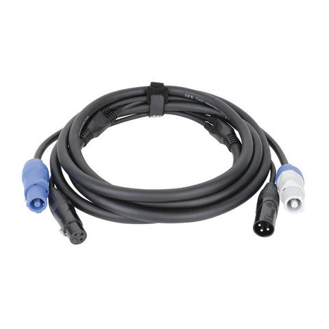 DAP FP20 Kombi-Kabel, 1,5 m, XLR 3pol male / female, Powercon grau / blau